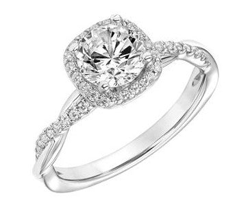Contemporary Twist Halo Engagement Ring