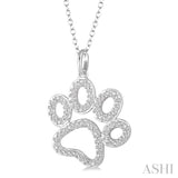 Silver Paw Diamond Pendant