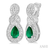 Pear Shape Silver Gemstone & Diamond Earrings