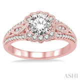 Flower Shape Semi-Mount Diamond Engagement Ring