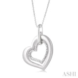 Silver Twin Heart Shape Diamond Pendant