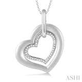 Silver Twin Heart Shape Diamond Pendant