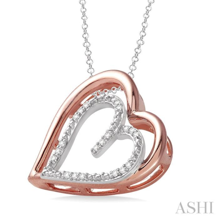 Silver Twin Heart Shape Diamond Pendant