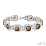 Silver Gemstone & Diamond Bracelet