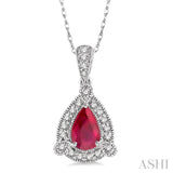 Pear Shape Gemstone & Diamond Pendant