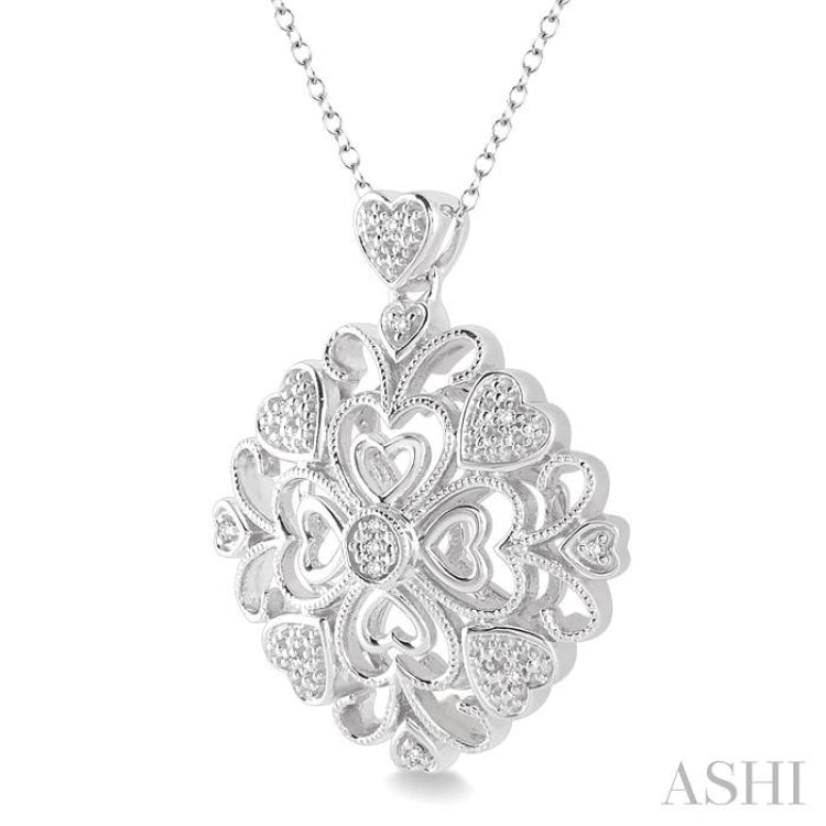 Silver Heart Shape Cluster Diamond Fashion Pendant