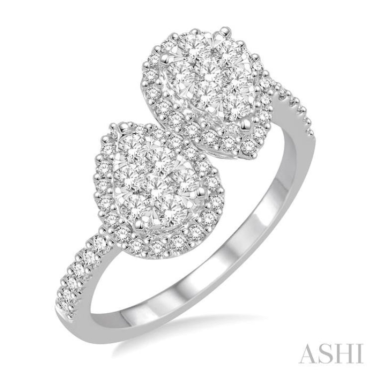 Pear Shape Lovebright 2 Stone Diamond Fashion Ring