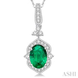 Oval Shape Gemstone & Diamond Pendant