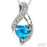 Silver Heart Shape  Diamond & Gemstone Fashion Pendant