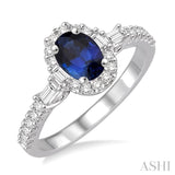 Oval Shape Gemstone & Diamond Ring