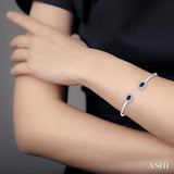 Oval Shape Gemstone & Diamond Open Cuff Bangle