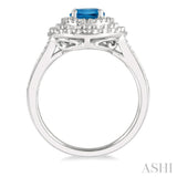 Oval Shape Silver Gemstone & Diamond Ring
