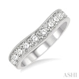 1 Ctw Arched Round Cut Diamond Wedding Band in 14K White Gold