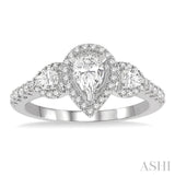 Pear Shape Past Present & Future Diamond Engagement Ring