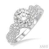 1 1/10 Ctw Diamond Engagement Ring with 5/8 Ct Round Cut Center Stone in 14K White Gold