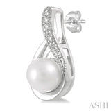 Silver Pearl & Diamond Earrings