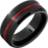 Barrel Aged™ Black Diamond Ceramic™ Ring With Cabernet Wood Inlay And Grain Finish
