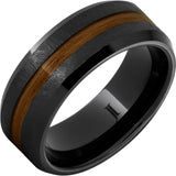 Barrel Aged™ Black Diamond Ceramic™ Ring With Rye Whiskey Wood Inlay