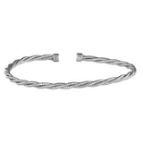 Rhodium Finish Sterling Silver Twisted Cable Cuff Bracelet
