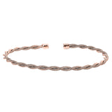 Rose Gold Finish Sterling Silver Thin Tightly Twisted Cable Cuff Bracelet