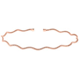 Rose Gold Finish Sterling Silver Thin Wavy Cable Cuff Bracelet
