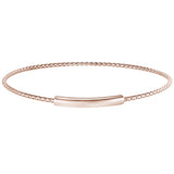 Rose Gold Finish Sterling Silver Opening Corean Cable Bangle Bracelet with High Polished Bar