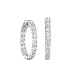 Platinum Finish Sterling Silver Micropave 2.5  Hoop Earrings With Simulated  Diamonds