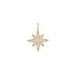 Gold Finish Sterling Silver Star Charm With Simulated Diamonds For Ll7136B