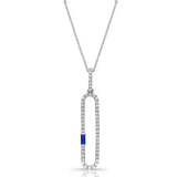 Paperclip Diamond Pendant with single Sapphire