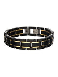 Black Carbon Fiber with Gold Plated Link Bracelet