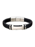 Black Leather & Steel Bracelet