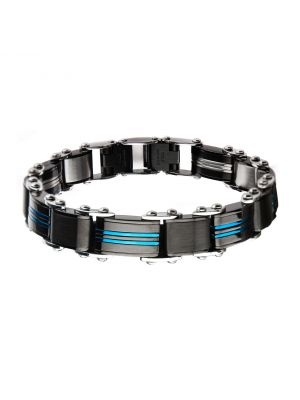 Blue & Black plated Reversible Bracelet