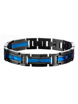 Black & Blue with CZ Bracelet