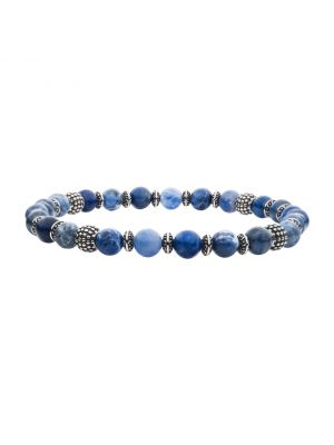 Blue Sodalite & Black Oxidized Bracelet