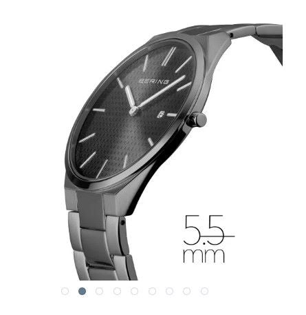 Ultra Slim Polished Brushed Grey Watch
