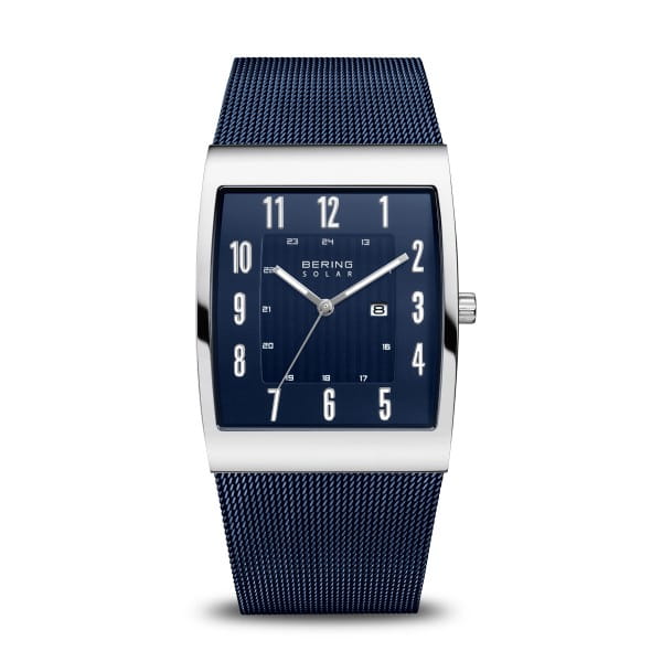 Slim Solar Collection - Brushed Silver Polish and Blue Watch Band