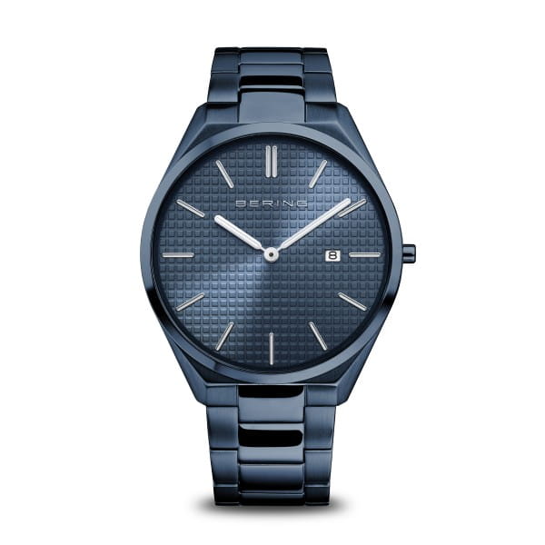Ultra Slim Polished Brushed Blue Watch